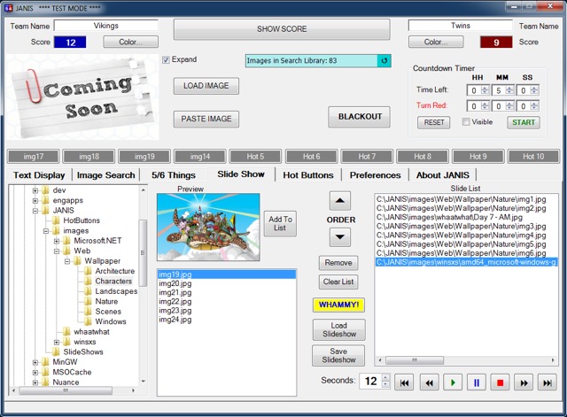 Slideshow control screen